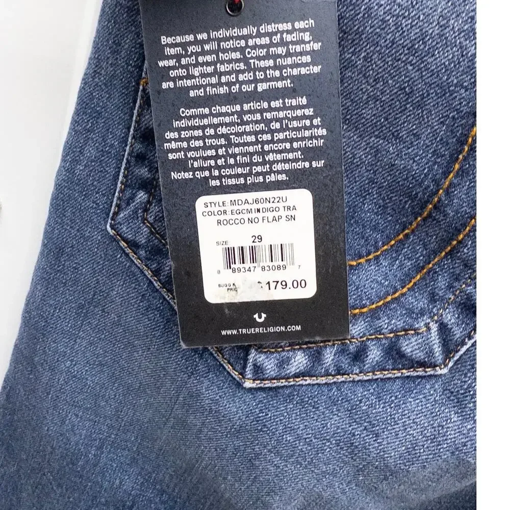 True Religion Rocco Relaxed Skinny Men's 29 Liquid Indigo No Flap NWT